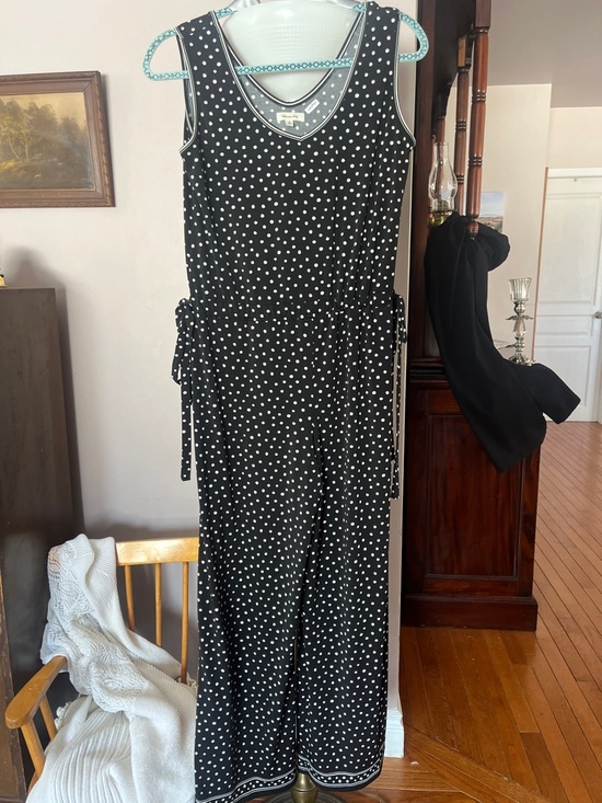 Max Studio Pants - Max Studio Black and White Polka Dot Sleeveless Jumpsuit